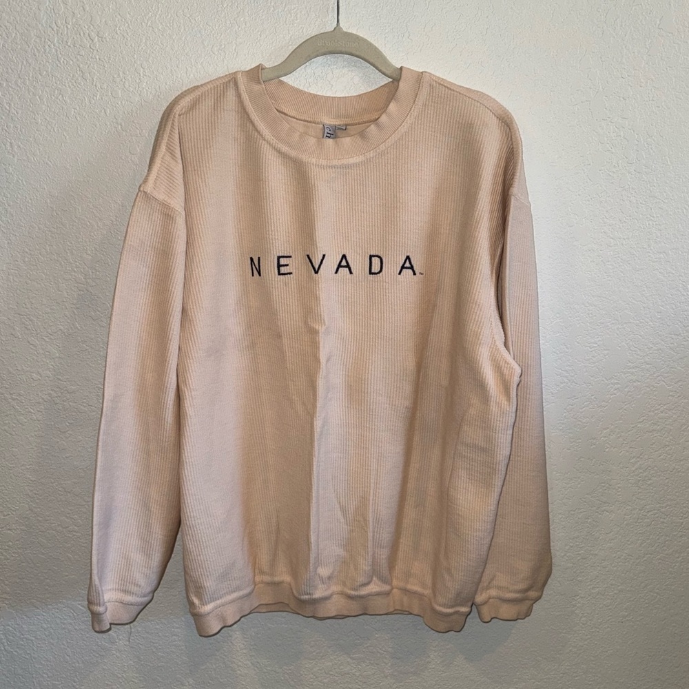Chicka-d Cream Nevada Pinstriped Crewneck Lounge Sweatshirt 100% Cotton Size S